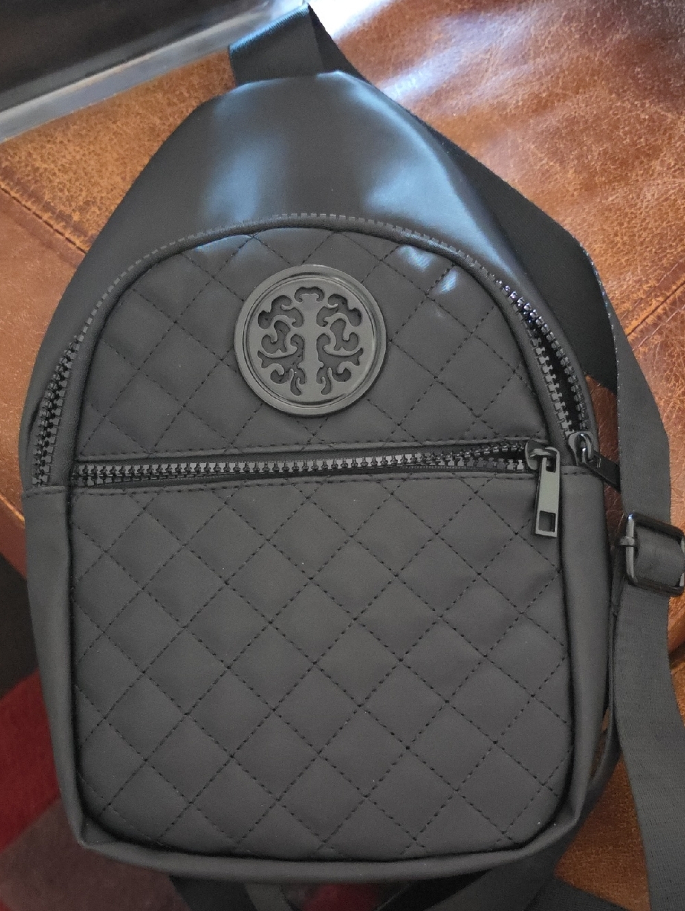 Black Quilted Sling Bag for Men